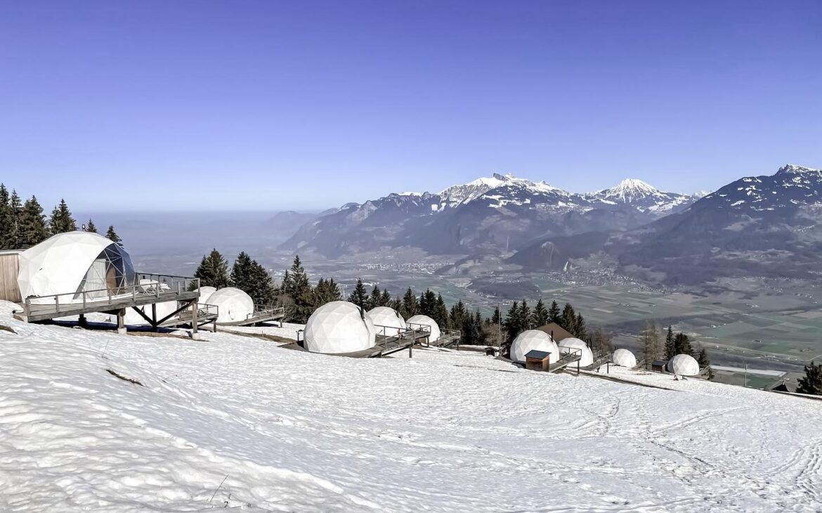Pods at Whitepod with View -  Sleeping in a Pod in the Swiss Alps