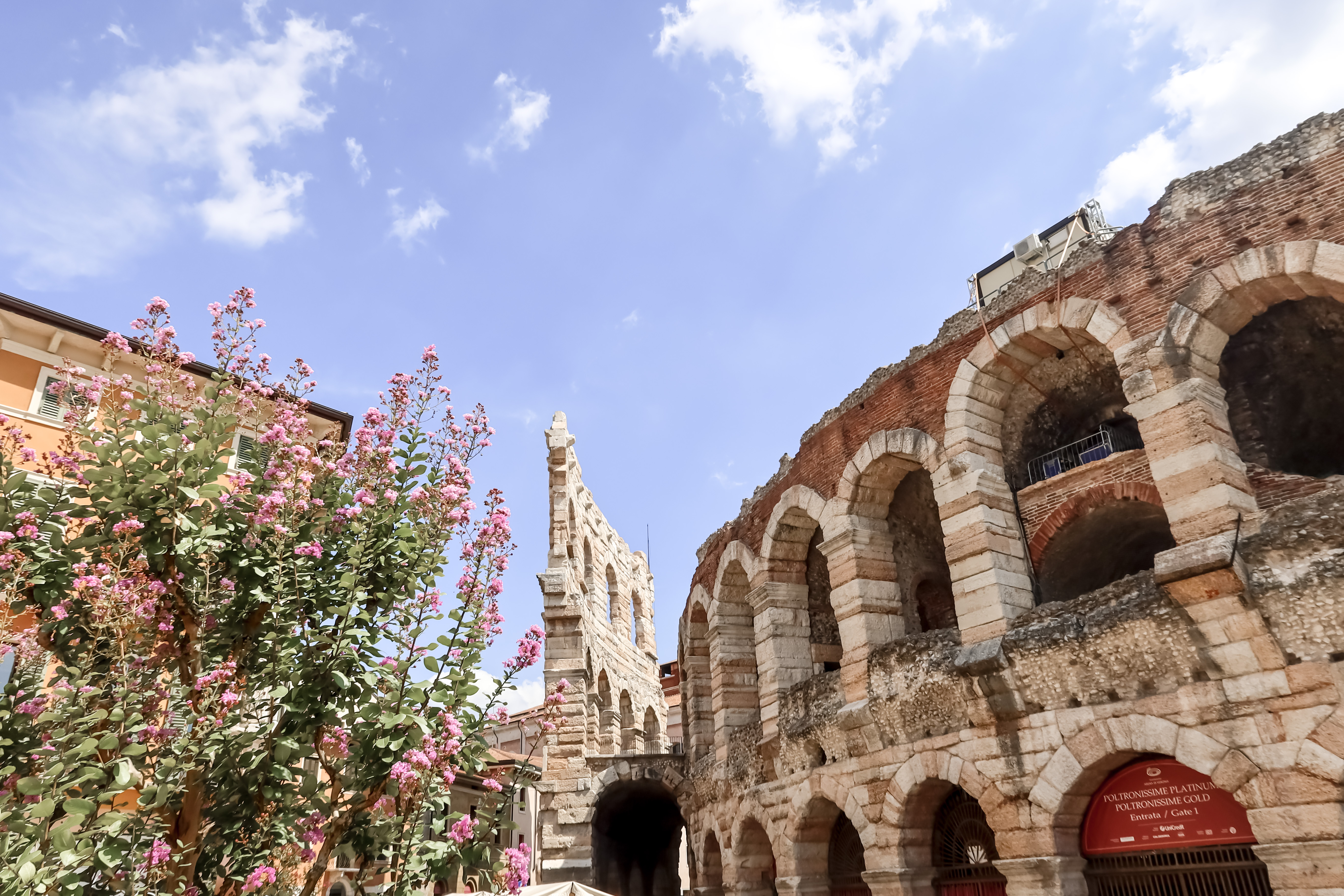 Verona Arena with flowers - One Day in Verona with Kids